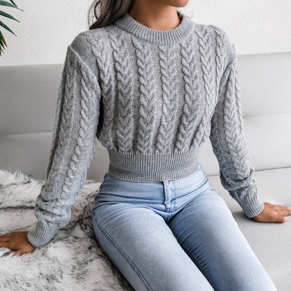 Women's chunky knit sweater with structured cable pattern and fitted cut NOVAE