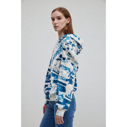 Women's hooded sweatshirt with fashionable ruffle design and creative print NOVAE