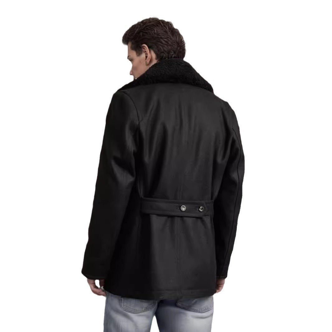 Men's wool coat with contrasting collar NOVAE