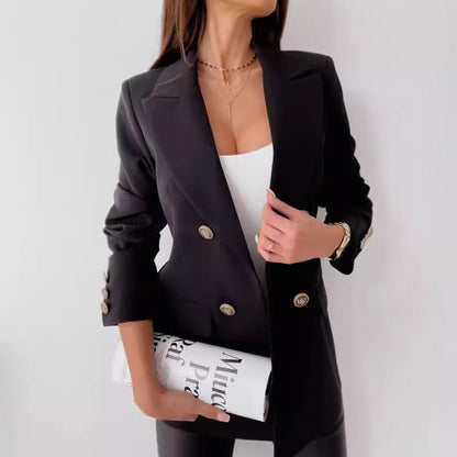 Women's Elegant Double-Breasted Blazer with Gold Buttons NOVAE