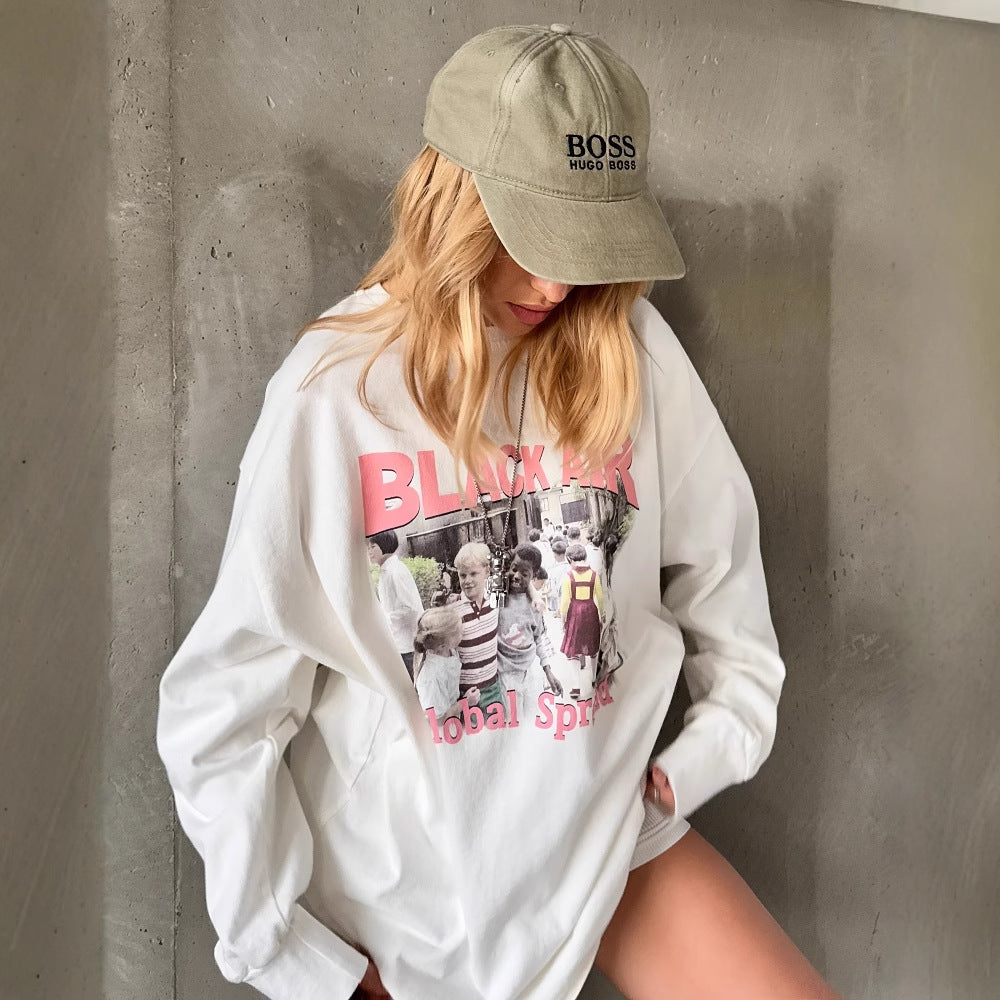 Women's stylish long-sleeved top with creative graphic design and casual cut NOVAE