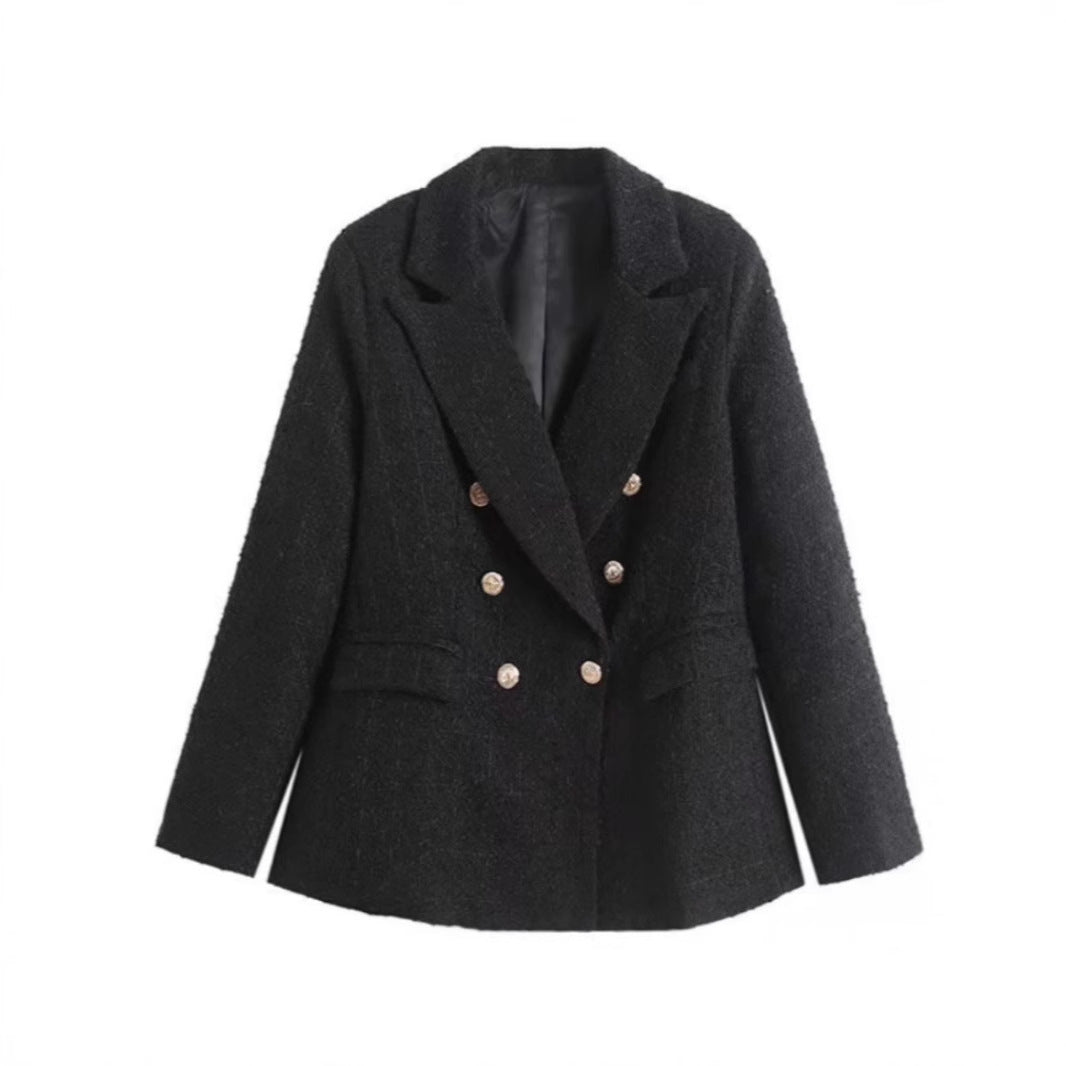 Women's tweed blazer jacket with double button placket and elegant cut NOVAE