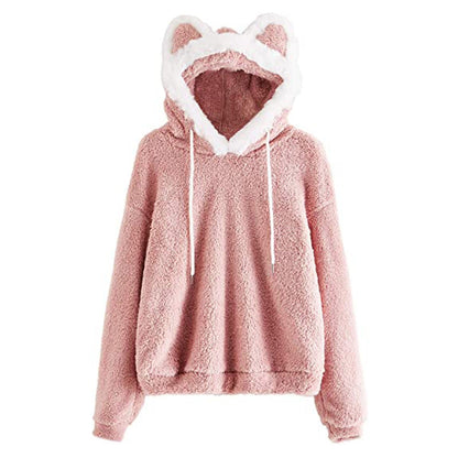 Women's Cozy Hoodie with Cat Face NOVAE