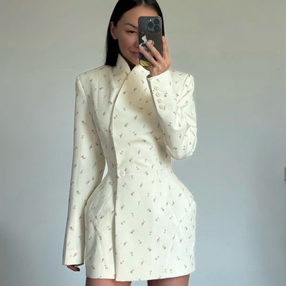 Women's Fashionable Blazer Skirt with Floral Design and Tailored Fit NOVAE