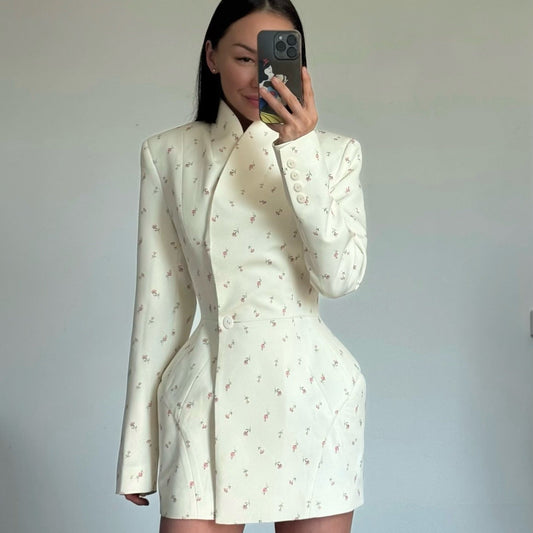 Women's Fashionable Blazer Skirt with Floral Design and Tailored Fit NOVAE