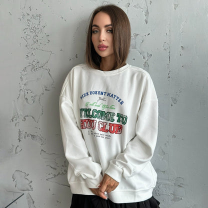 Women's casual sweatshirt with creative lettering NOVAE
