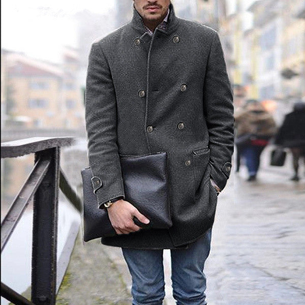Men's elegant wool duffle coat with double-breasted buttons and practical pockets NOVAE
