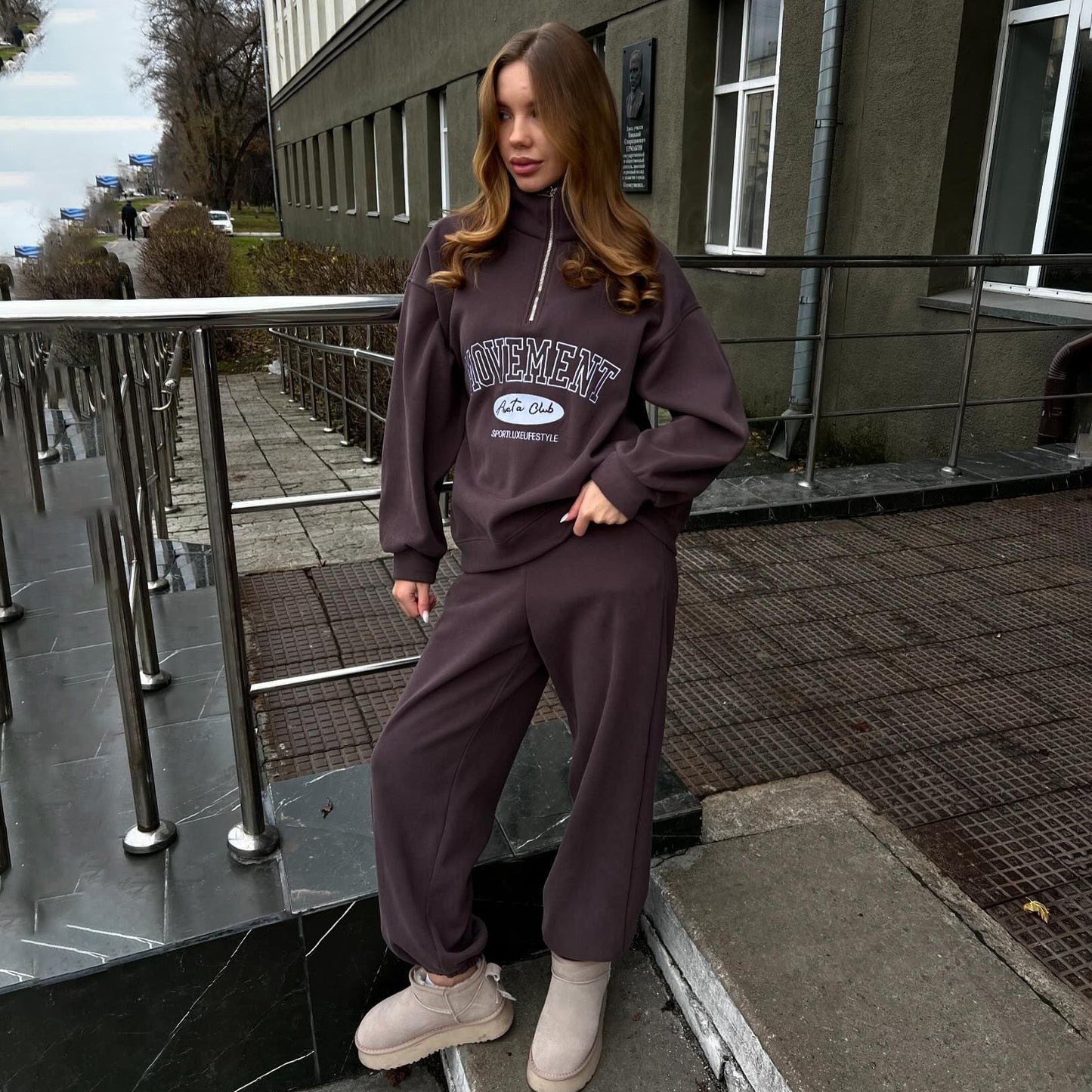 Women's sporty leisure set with a zip fastening away from the neck and a relaxed fit NOVAE