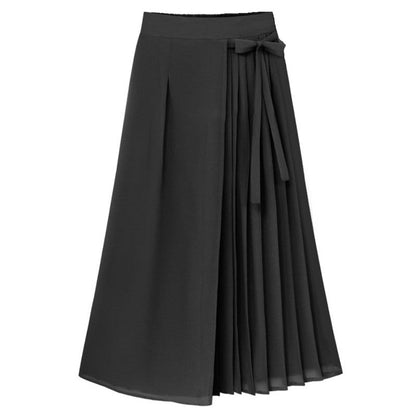Women's Elegant Pleated Skirt with Side Waist Belt NOVAE