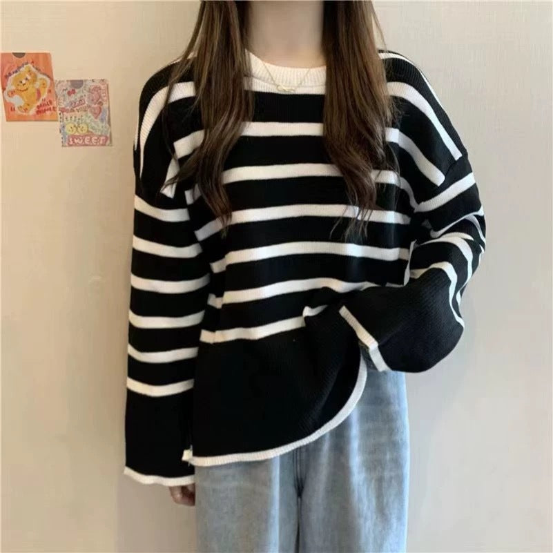 Women's cozy striped knit sweater NOVAE