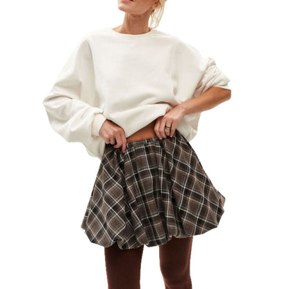 Women's checked mini skirt with a wide cut and playful flounce NOVAE