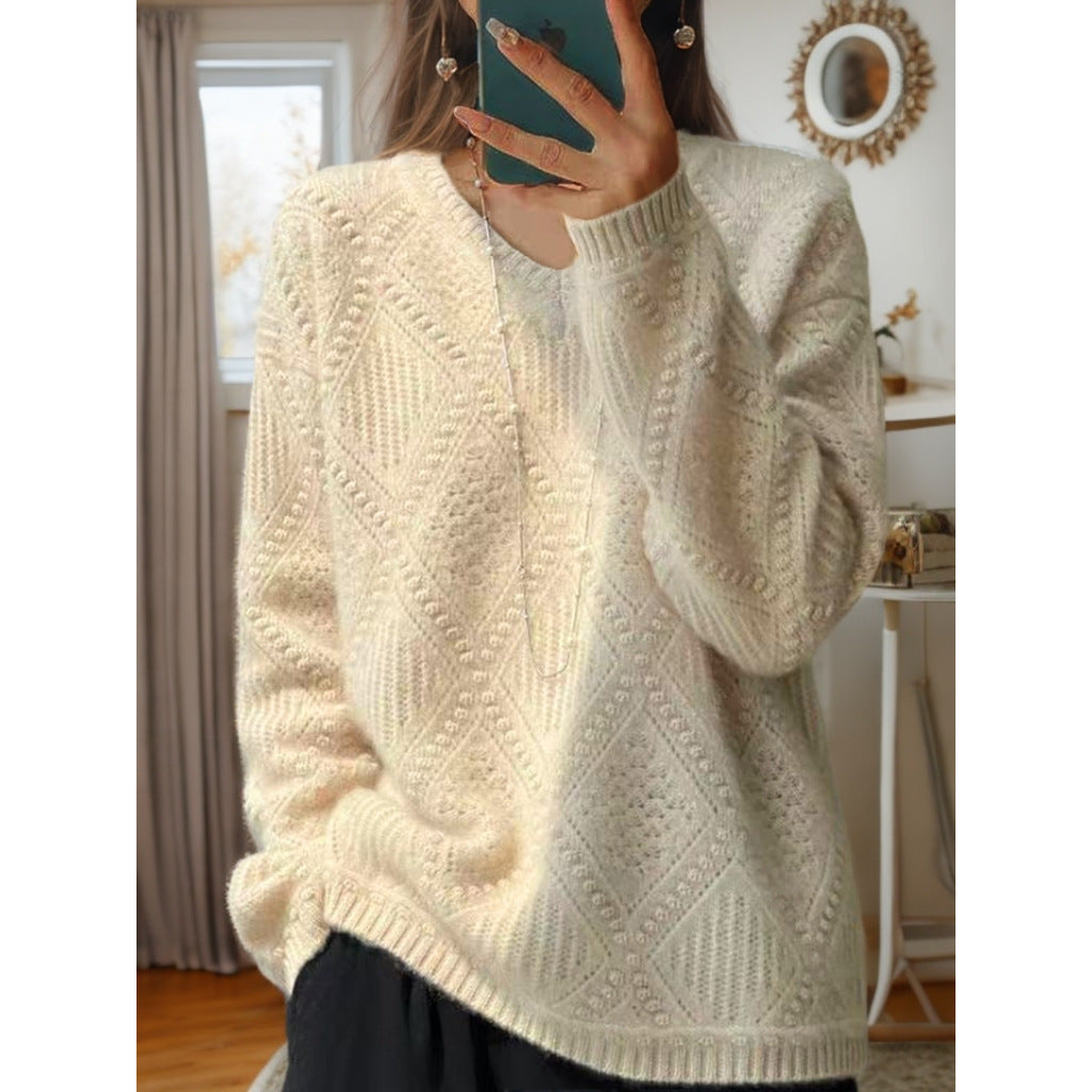 Women's knitted sweater with textured finish and soft feel NOVAE