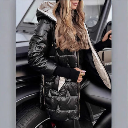Women's fashionable and warm quilted jacket with hood NOVAE
