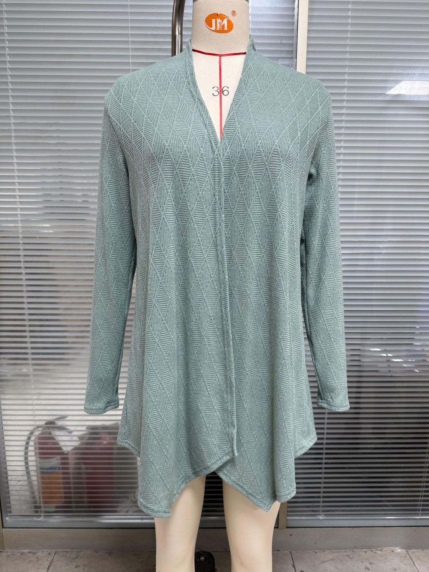 Women's cardigan with asymmetrical cut and textured pattern NOVAE