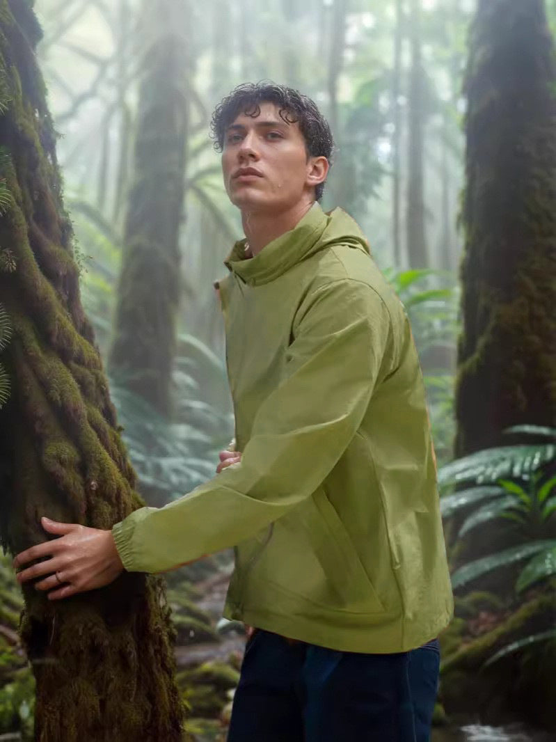 Men's weatherproof utility jacket with adjustable hood system NOVAE