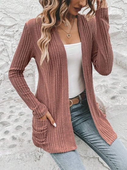 Women's cardigan with open design and practical pockets NOVAE