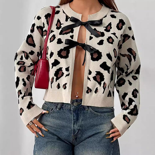 Women's trendy cardigan with playful bows NOVAE
