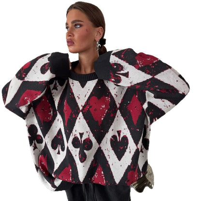 Women's oversized sweater with creative patterns and a wide cut NOVAE