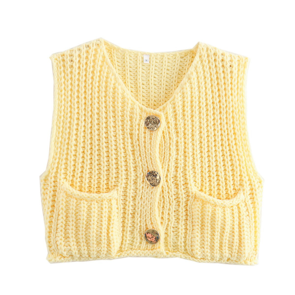 Women's knitted vest with decorative button closure NOVAE