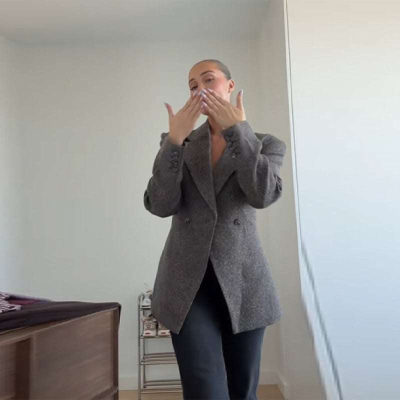 Women's Elegant Oversized Blazer with Textured Fabric NOVAE