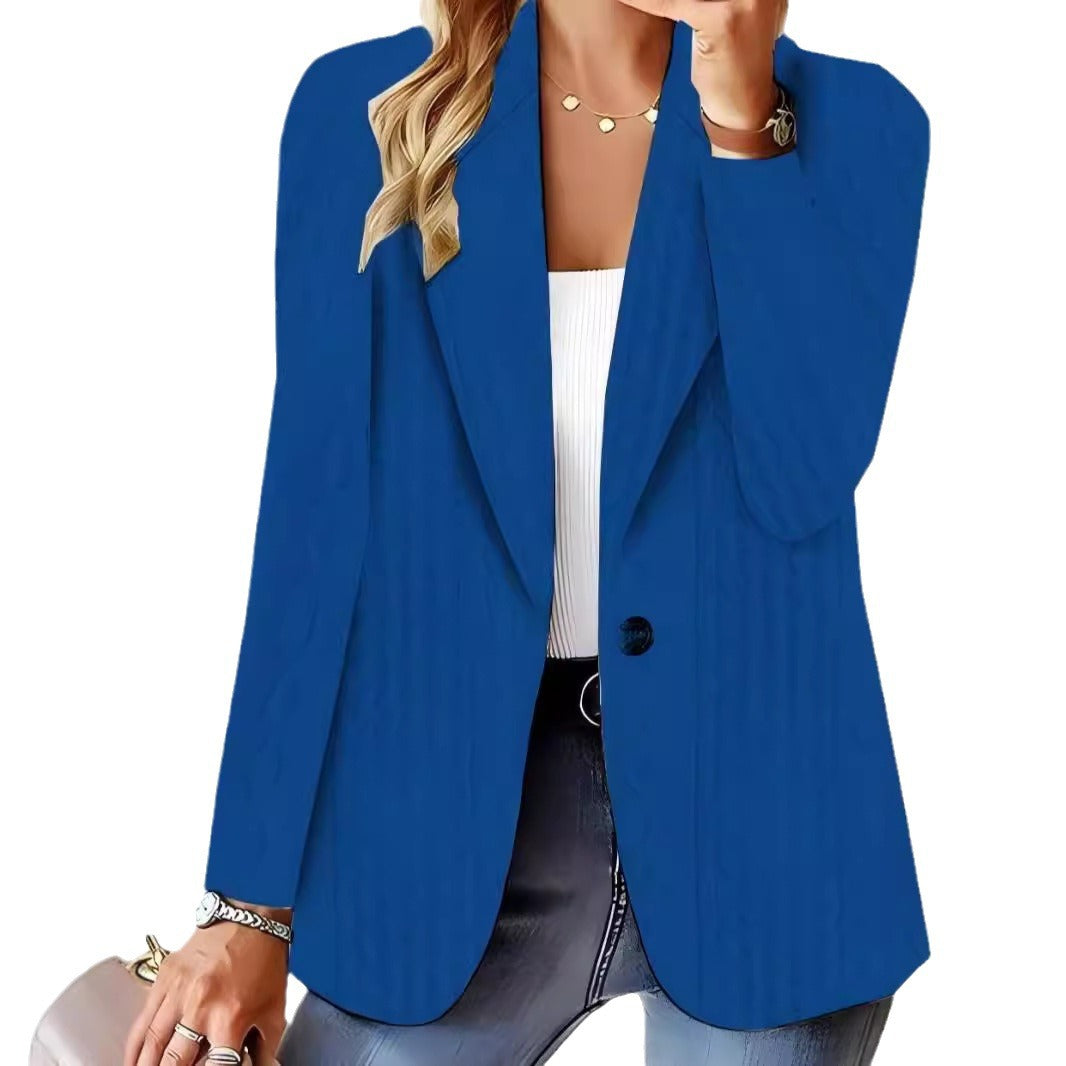 Women's elegant knitted blazer jacket with cable pattern NOVAE