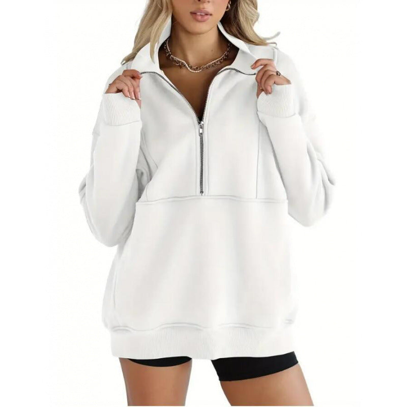 Women's sweatshirt with half zipper and oversized cut NOVAE