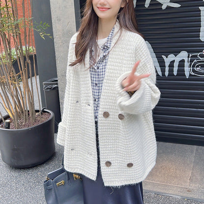 Women's cardigan with double button closure and soft material NOVAE