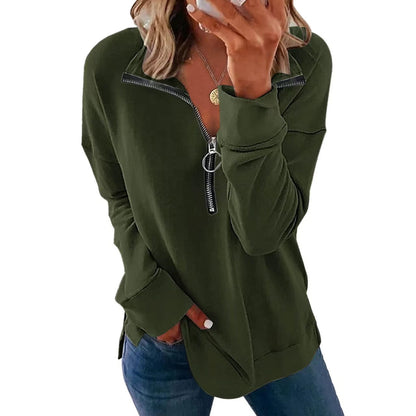 Women's casual pullover with stylish zipper NOVAE