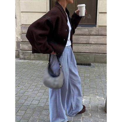 Women's casual wool jacket with pockets and oversized cut NOVAE