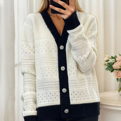 Women's cardigan with honeycomb pattern and elegant buttons NOVAE