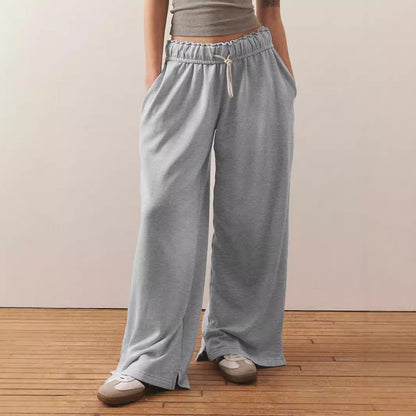 Women's wide-leg leisure trousers with elasticated waistband and drawstring NOVAE