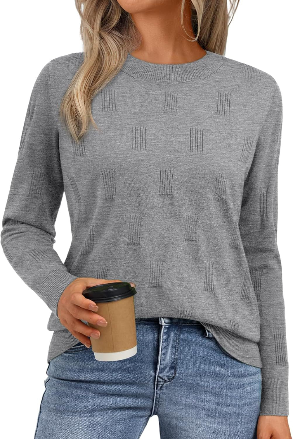 Women's knitted sweater with a textured pattern and relaxed fit NOVAE