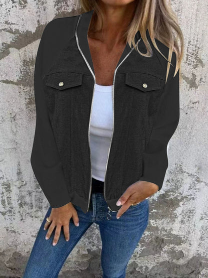 Women's Cool Sweatshirt with Side Pockets and Fashionable Appliqués NOVAE