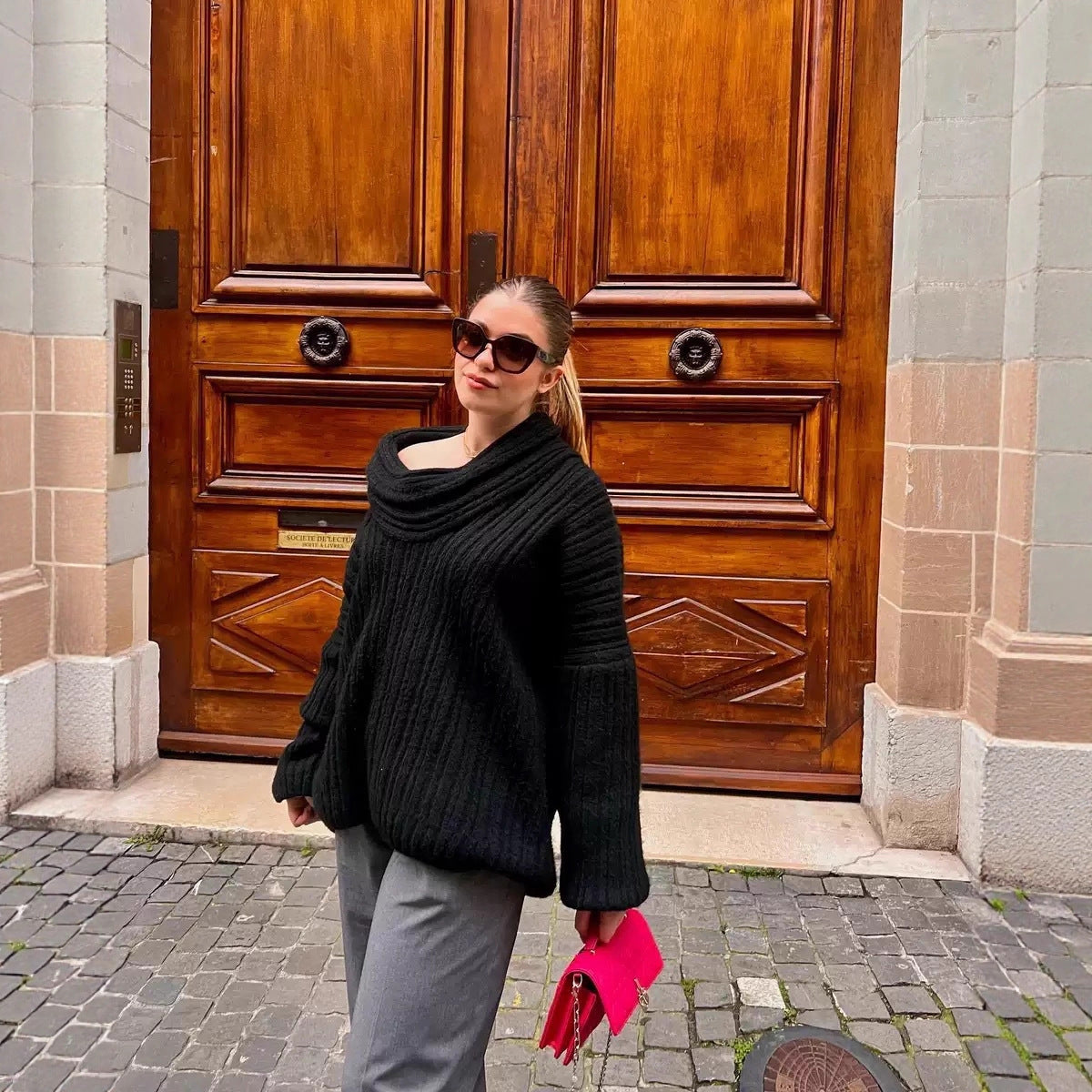 Women's Oversized Pullover with Textured Design NOVAE