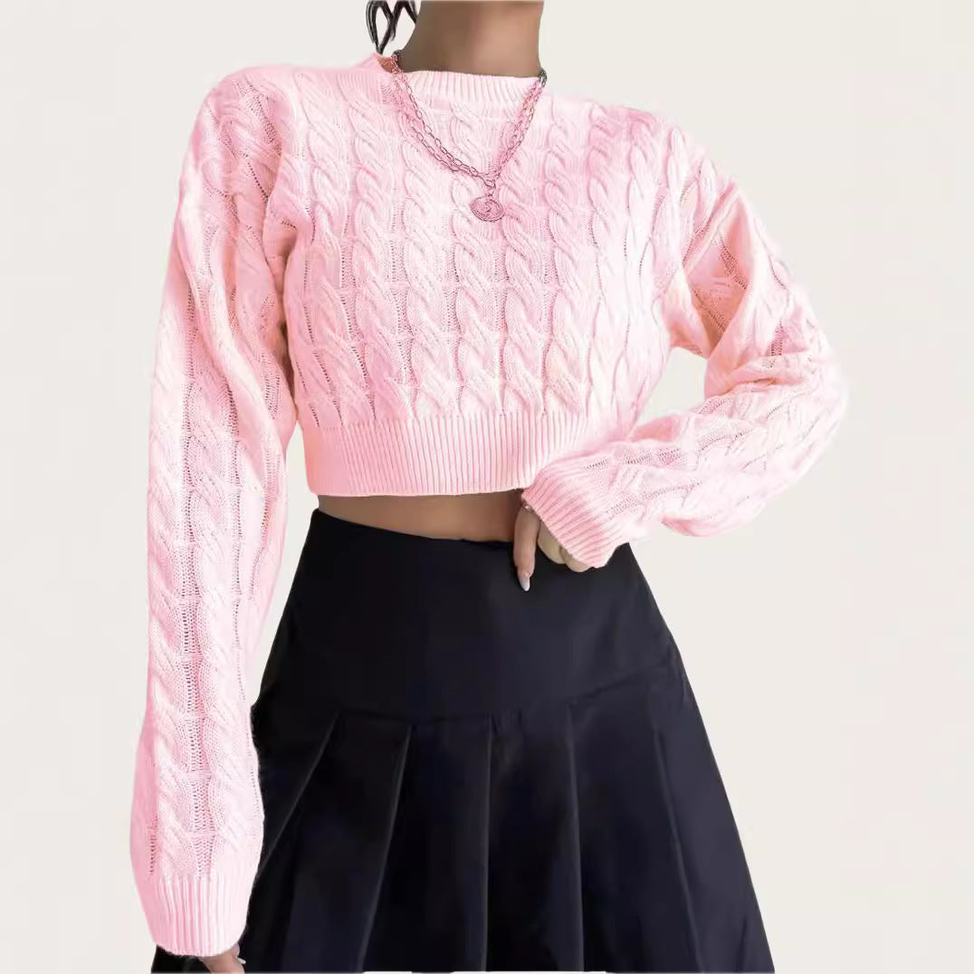 Women's cozy cropped cable-knit sweater NOVAE