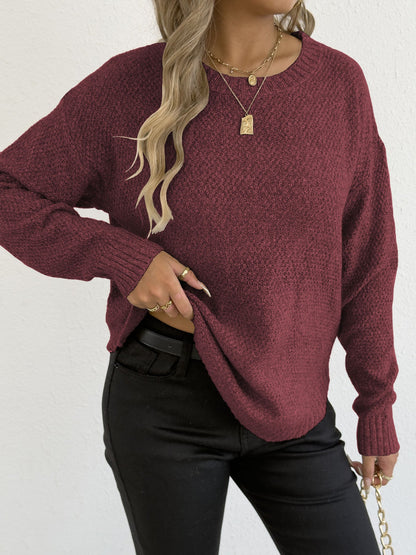 Women's casual knit sweater with high-quality textured pattern NOVAE