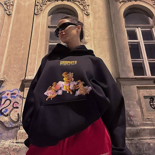 Women's oversized hoodie with creative print and relaxed fit NOVAE