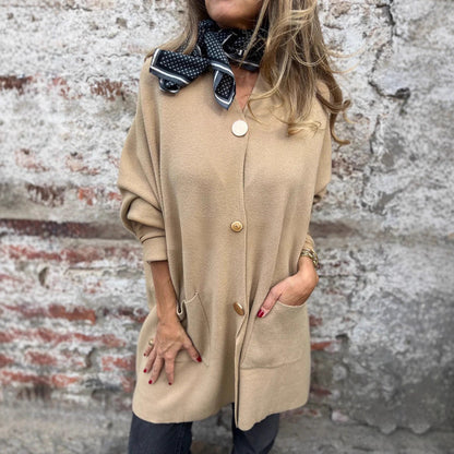 Women's fashionable cardigan with practical pockets and button closure NOVAE
