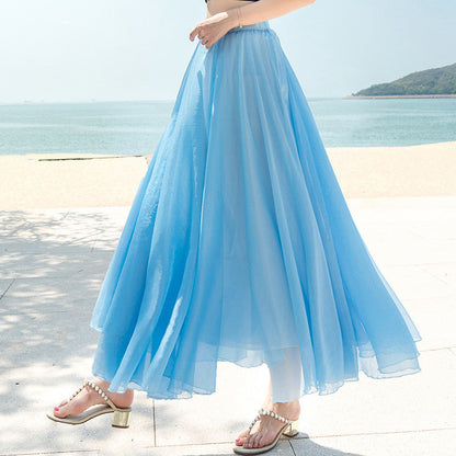 Women's Long, Flowing Chiffon Skirt with Elastic Waistband NOVAE