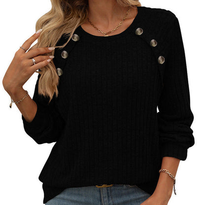 Women's sweater with decorative buttons and textured design NOVAE