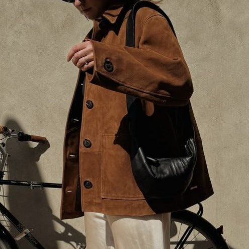 Women's elegant suede jacket in oversized style NOVAE