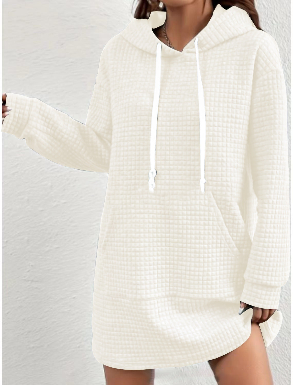 Women's hoodie dress with practical kangaroo pocket and modern knit design NOVAE