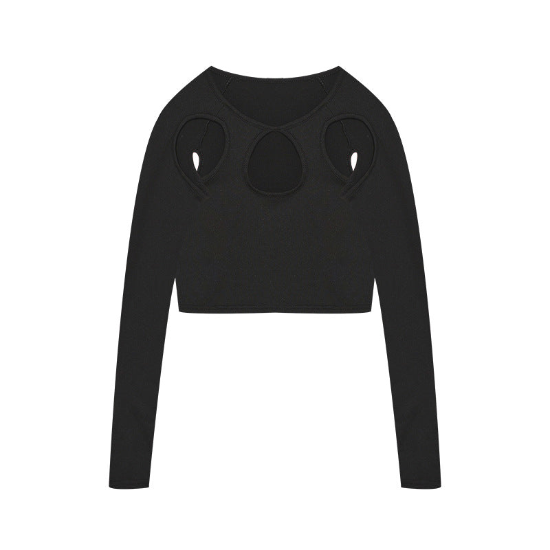 Women's crop top with unique cut-out design and long sleeves NOVAE