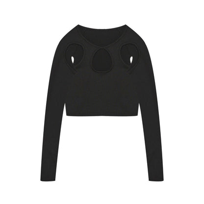 Women's crop top with unique cut-out design and long sleeves NOVAE