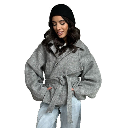 Women's Cozy Crop Sweater Set in Soft Material with Zip-Up Collar NOVAE