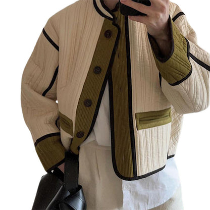 Women's quilted transitional jacket with decorative pockets NOVAE