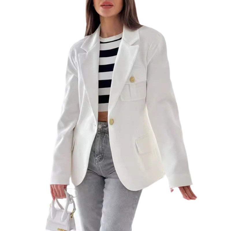Women's Elegant Blazer with Double Buttons and Practical Pockets NOVAE