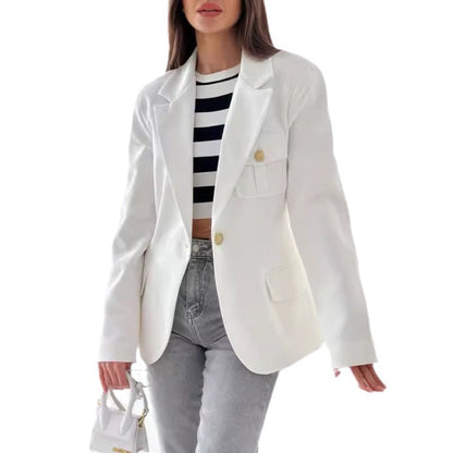 Women's Elegant Blazer with Double Buttons and Practical Pockets NOVAE