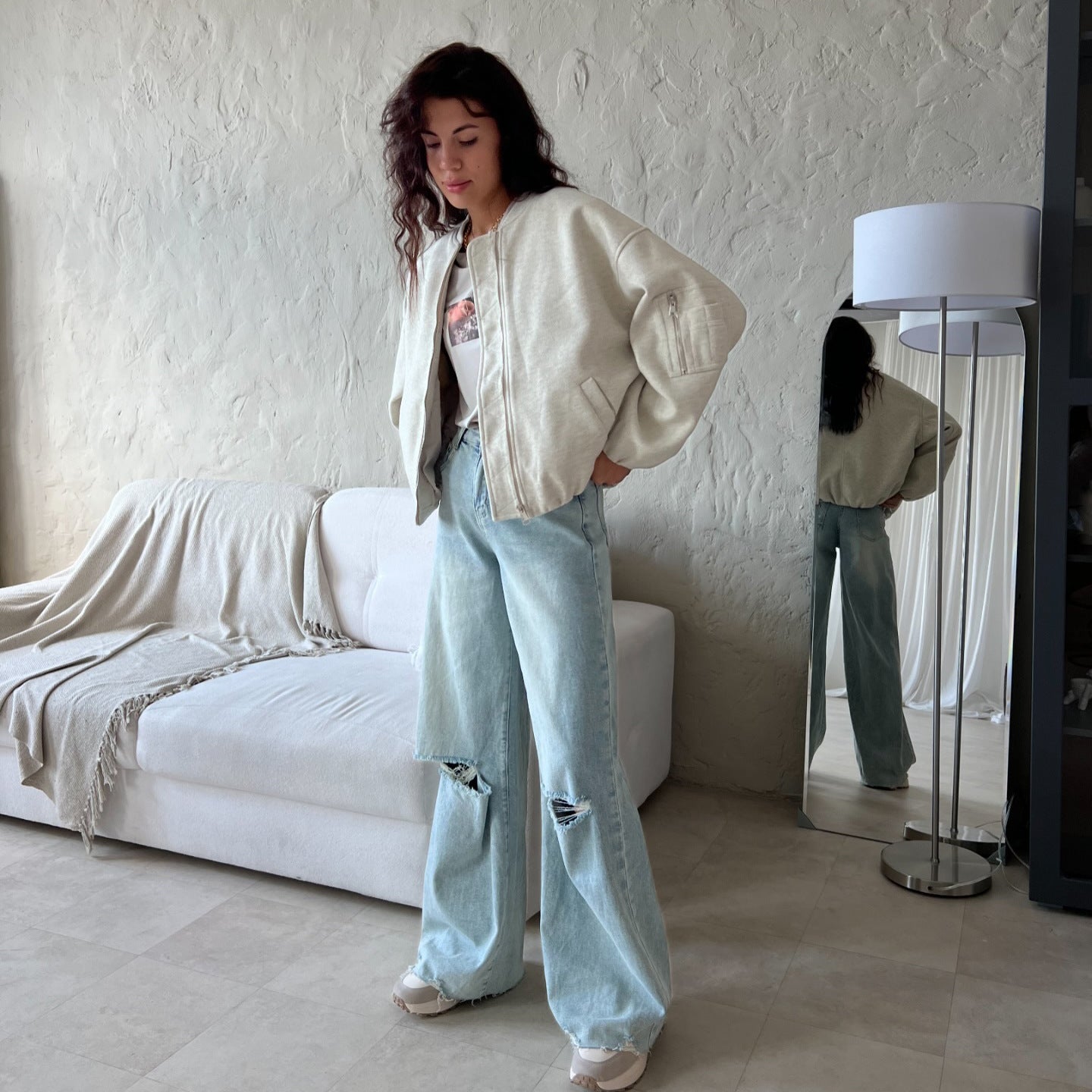 Women's casual bomber jacket with quilted design and practical pockets NOVAE