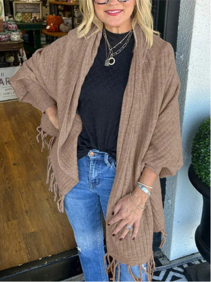 Women's versatile poncho with fringe NOVAE